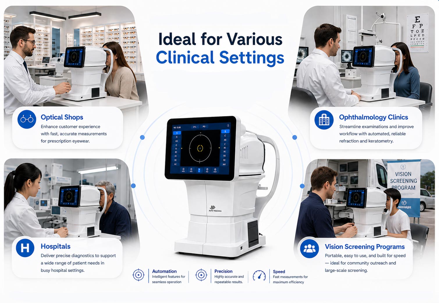 Ezer Ezer ERK-770 Autorefrator Keratometer Full Automatic Autorrefractómetro Queratómetro