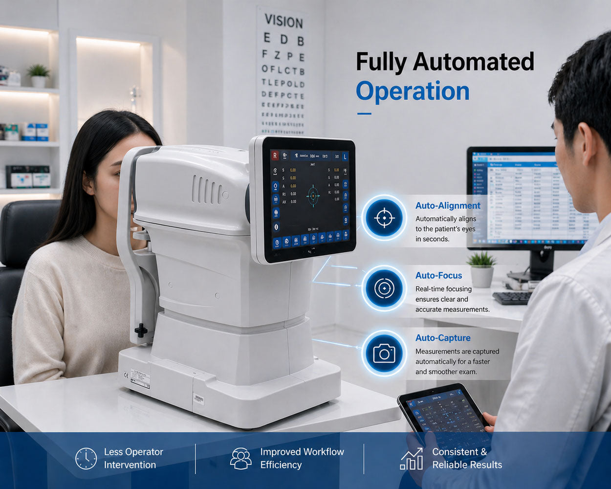 Ezer Ezer ERK-770 Autorefrator Keratometer Full Automatic Autorrefractómetro Queratómetro