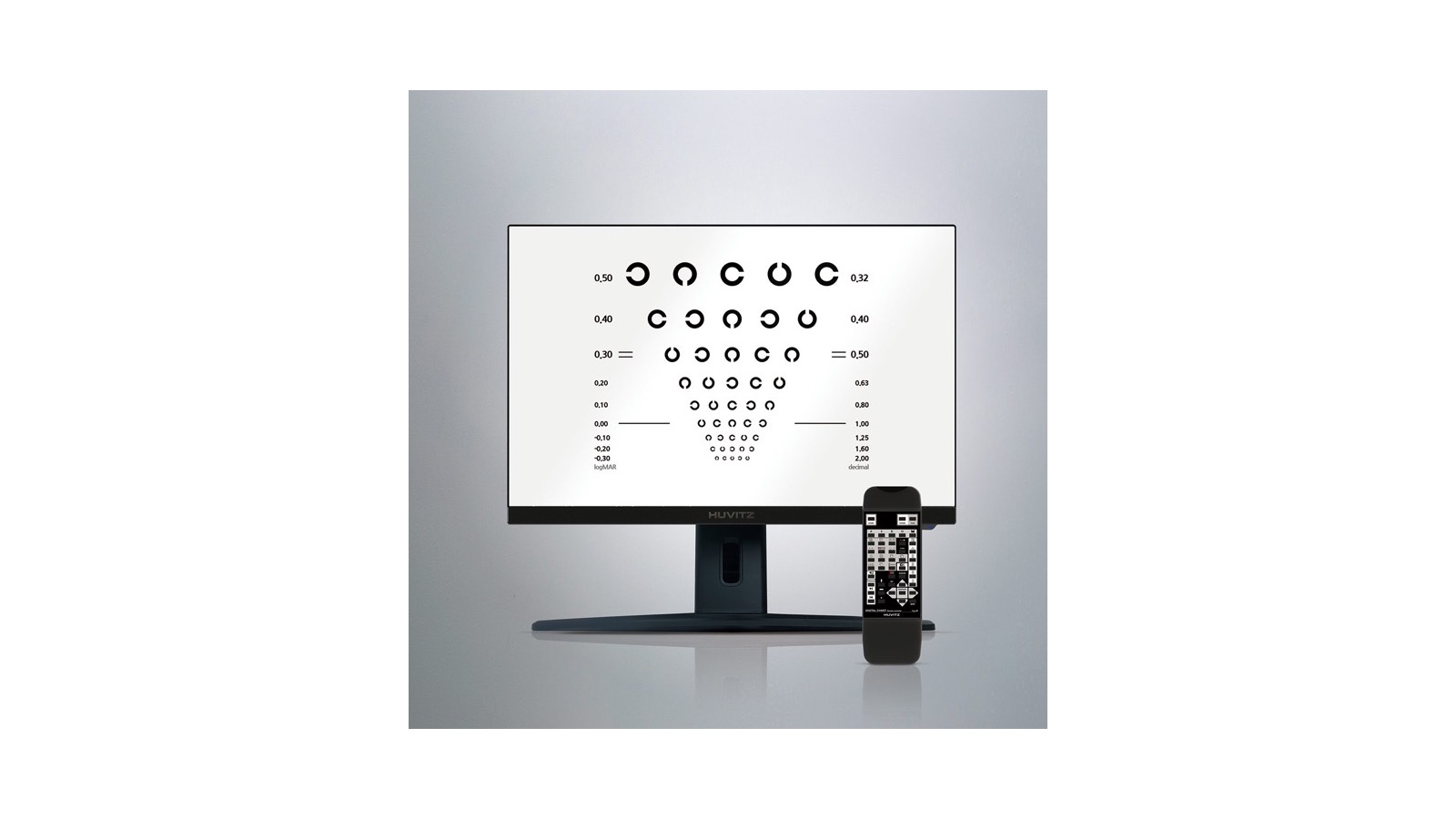 Carta de agudeza visual digital Huvitz HDC-100, pantalla de optotipos de 24 pulgadas para consultorios